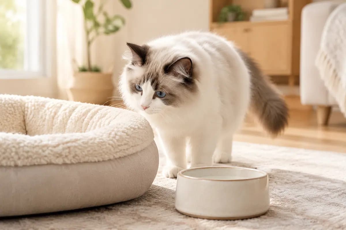 小布偶猫头一回在新家里四处闻闻